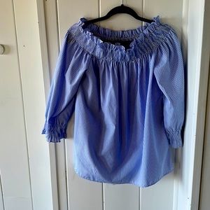 Blue and white striped blouse